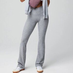 Fabletics HeatherFlex High-Waisted Mini Flare Legging, Tall, Medium, Grey